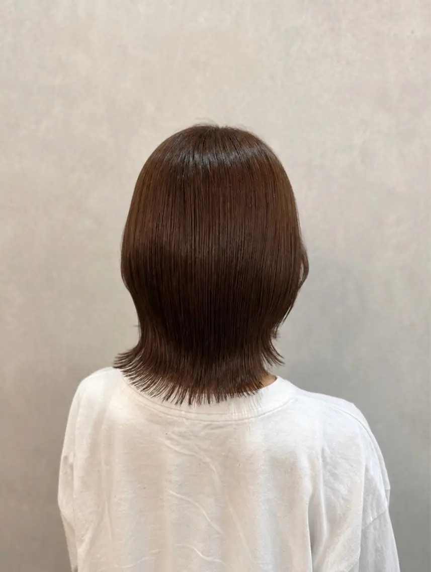 ミディアム 切りっぱなしボブ ボブ 外ハネヘア 𝒓𝒊𝒏𝒂 /水光カラーのヘアスタイル