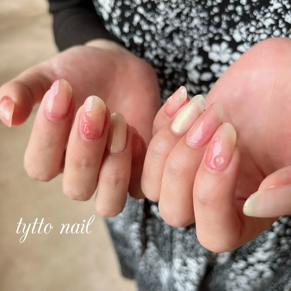 ネイル 韓国ネイル ニュアンスネイル ぷっくりネイル ハンドネイル tytto nail ❤︎‪‪eri‪‪のネイルデザイン