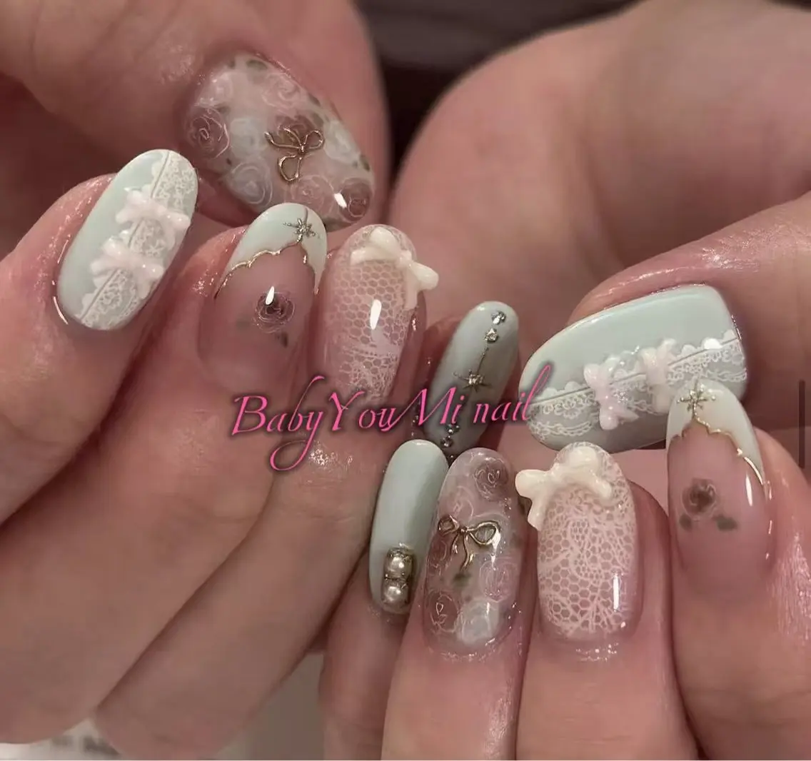 ネイル オーロラネイル チークネイル 成人式 フットネイル フレンチネイル ハンドネイル BabyYouMi nailのネイルデザイン