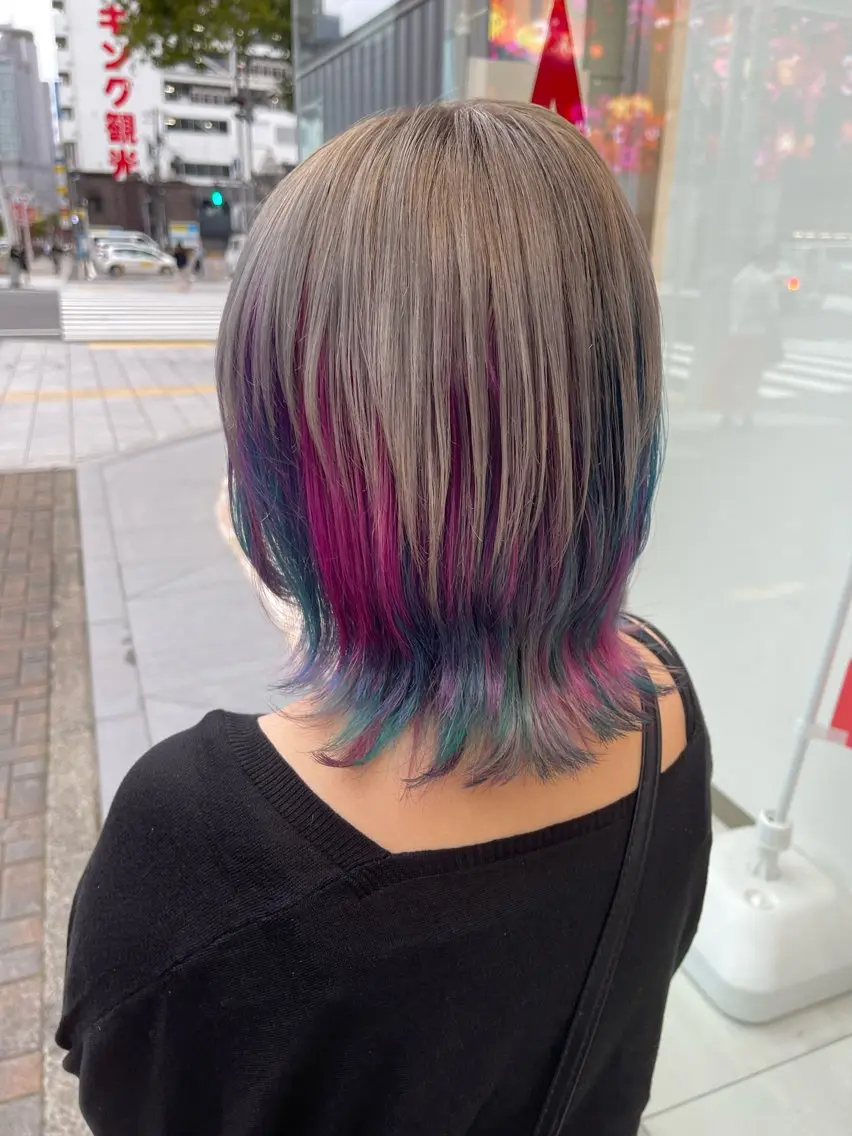 セミロング カラー ブリーチ デザインカラー ハイトーンカラー ムラ修正/ ハイトーン💖Riaのヘアスタイル