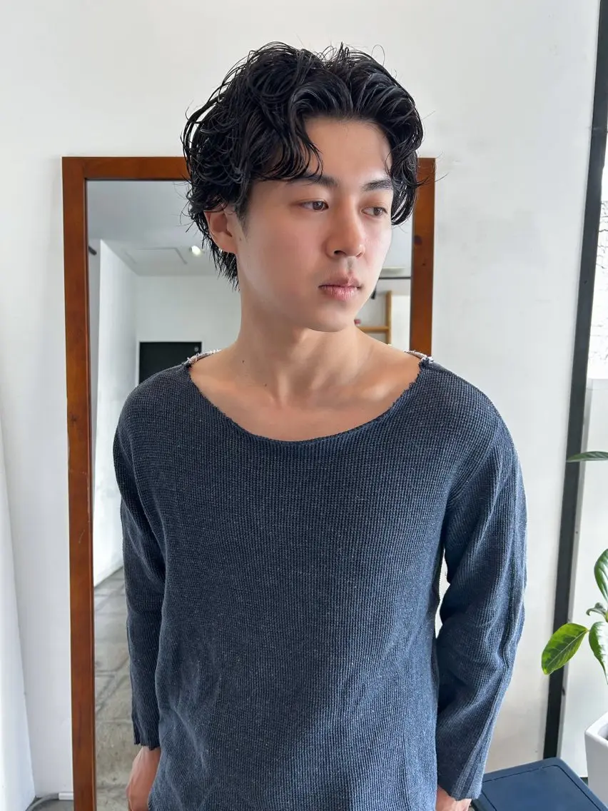 メンズ カット パーマ 浅野 敬亮のヘアスタイル