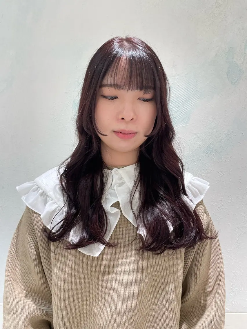 ロング カラー ヘアアレンジ ブラウンカラー レッドカラー レッドブラウン カット ヘアカラー トリートメント 🌟当日予約OK🌟 西野楓加のヘアスタイル