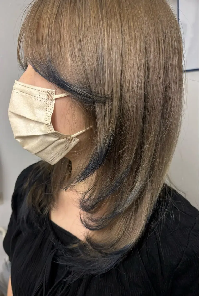 セミロング カラー ベージュカラー ネイビーカラー ♡Eleanor大宮 aya♡のヘアスタイル