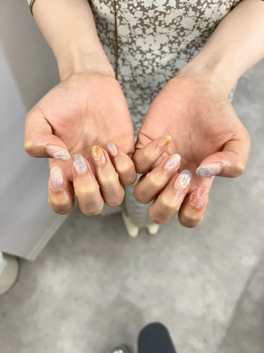 ネイル オーロラネイル ジェルネイル ニュアンスネイル パラジェル パステルネイル Bana_ Nailのネイルデザイン