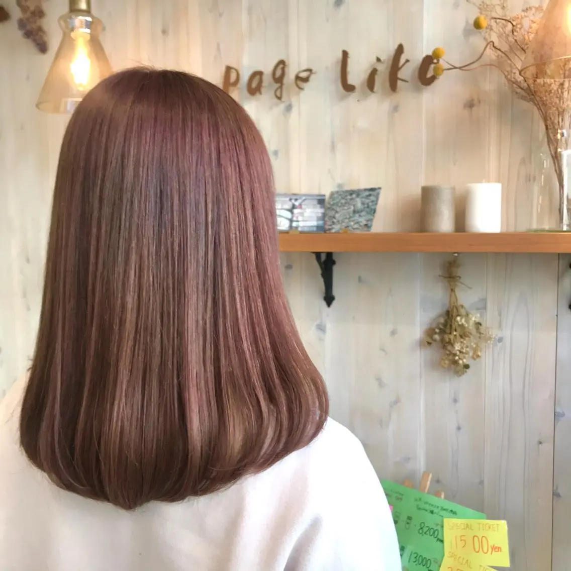 ミディアム カラー ハイトーンカラー ピンクカラー 透明感カラー/ 寺田千雅子のヘアスタイル