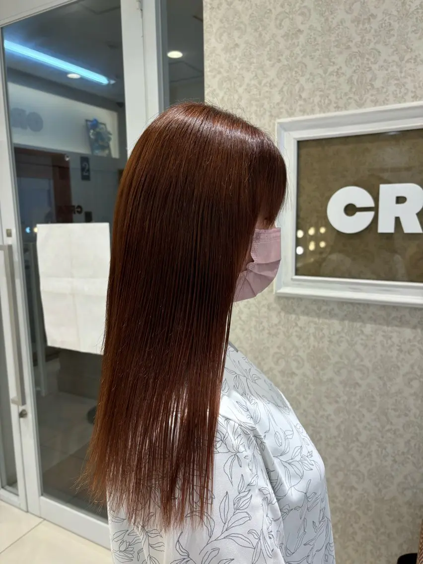 ロング ブリーチなしカラー/ 暖色カラー/艶カラーのヘアスタイル