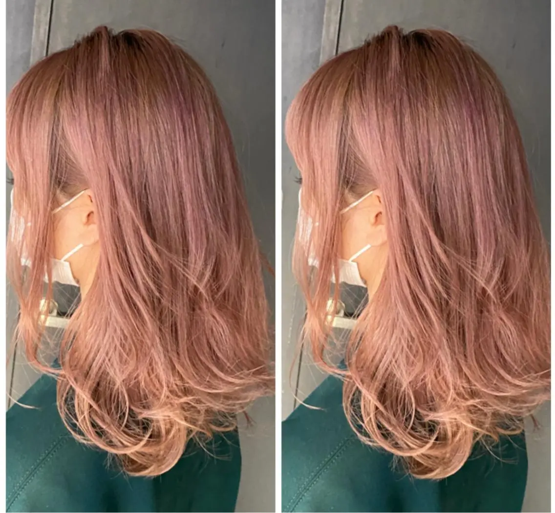 セミロング カラー ピンクカラー カット ヘアカラー ハイトーンヘア/ 島崎　タクミのヘアスタイル