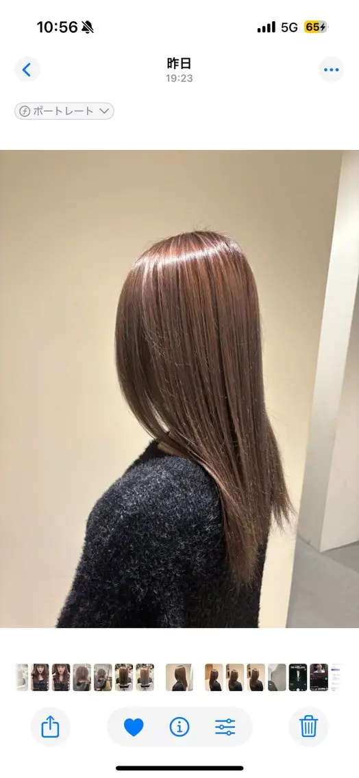 セミロング ハイライト ヘアカラー こすげ あさみのヘアスタイル