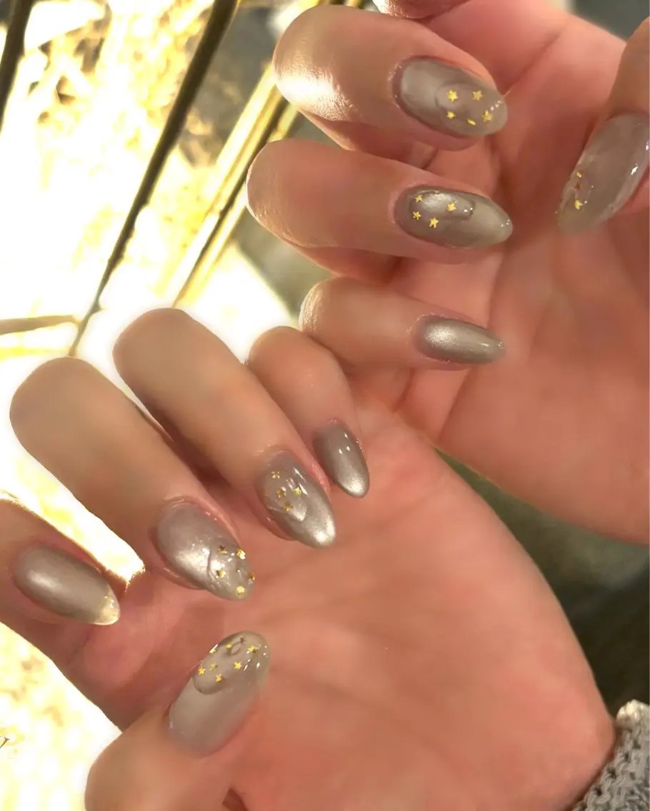 ネイル マグネットネイル ハンドネイル Blue daisy 栄本店のネイルデザイン