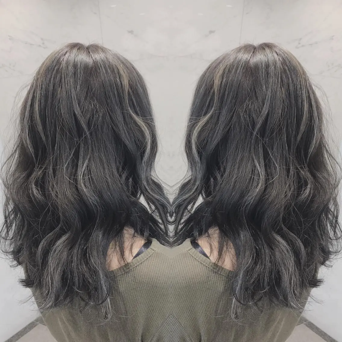 セミロング カラー ヘアカラー 重政 和樹のヘアスタイル