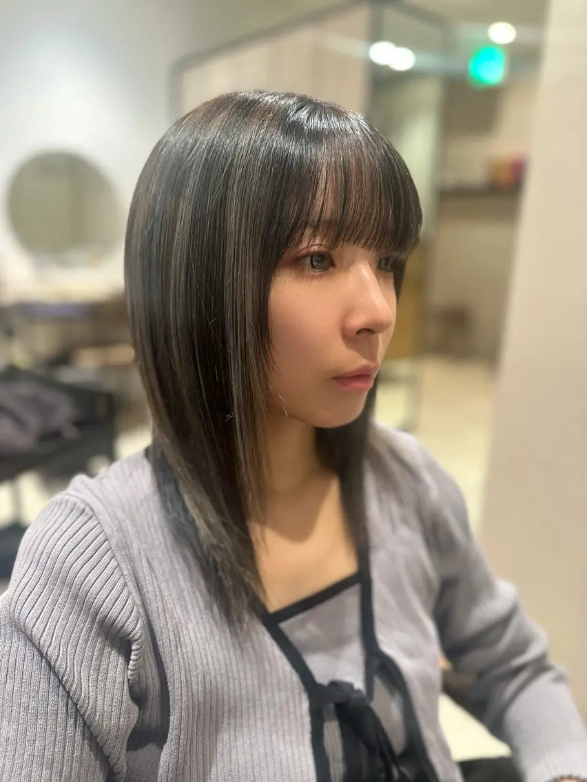 ミディアム ハイライト カット ヘアカラー トリートメント 髪質改善/韓国風 レイヤー/田村祐樹のヘアスタイル