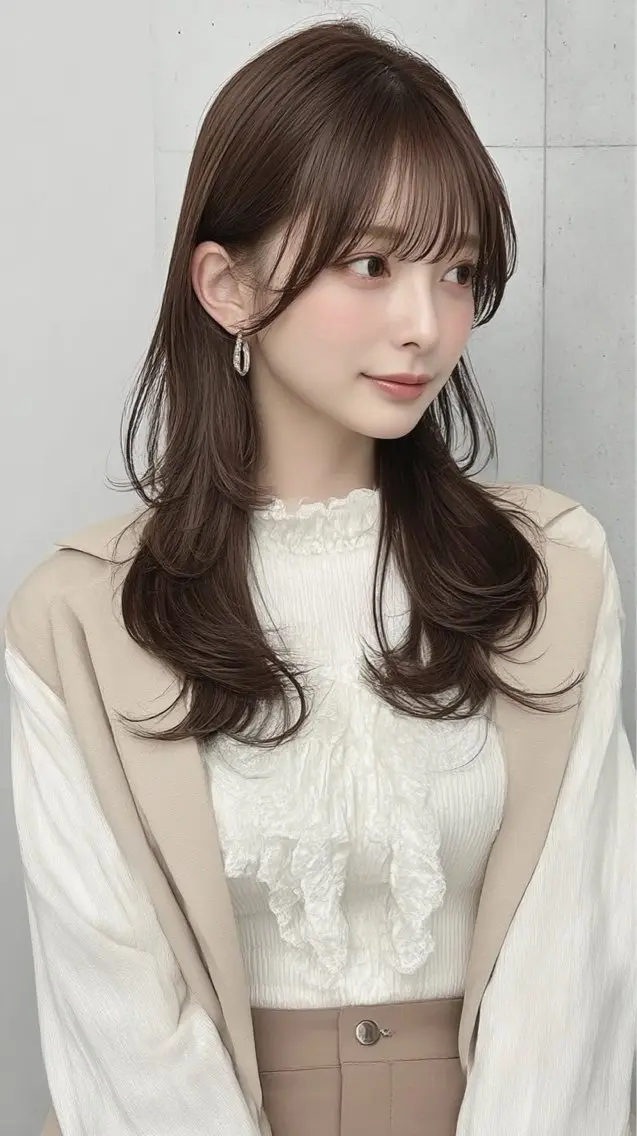 ロング カラー ヘアカラー 🍒モテ暖色カラー × うる艶✧ ゆなのヘアスタイル