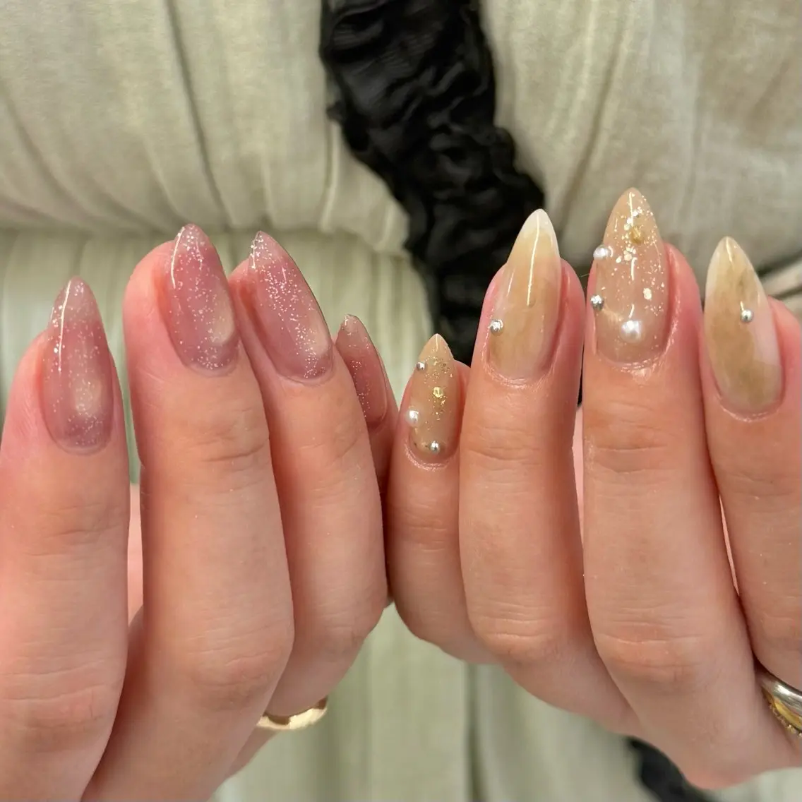 ネイル アートネイル キラキラネイル ニュアンスネイル ハンドネイル 堺筋本町 memit hiyoriのネイルデザイン