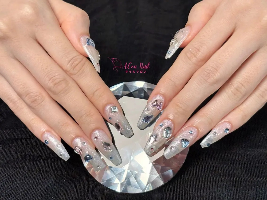 ネイル 桜ネイル 長さ出し フラワーネイル フレンチネイル ジェルネイル ハンドネイル ACon NailSalonのネイルデザイン
