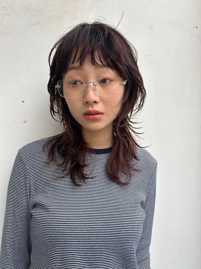 ミディアム カラー ブラウンカラー ウルフカット baLon.fem/ 澤田 奈々子のヘアスタイル