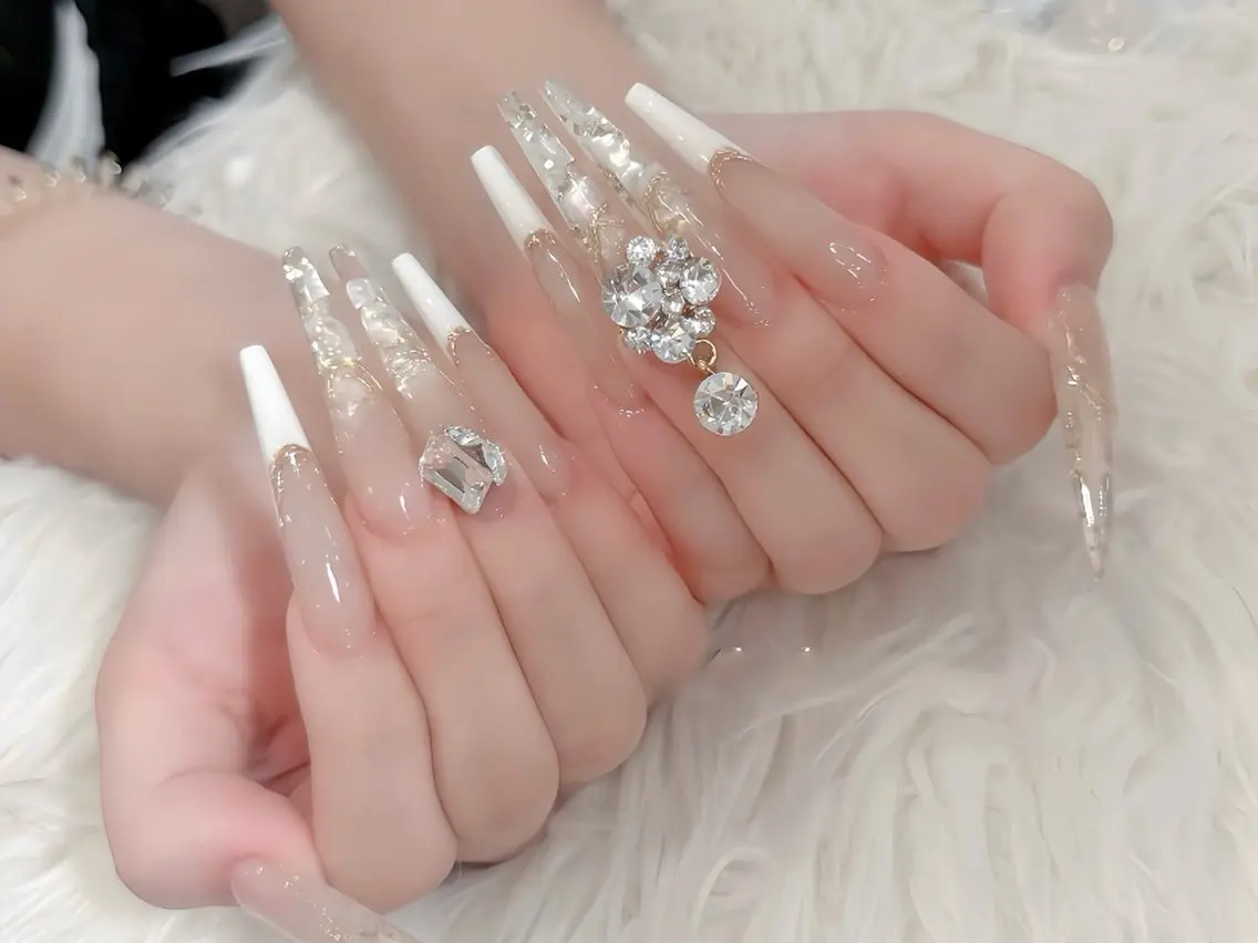 ネイル ブルー ジェルネイル ガーリー グラデーション グリーン ハンドネイル Rin Nail 新大久保店のネイルデザイン