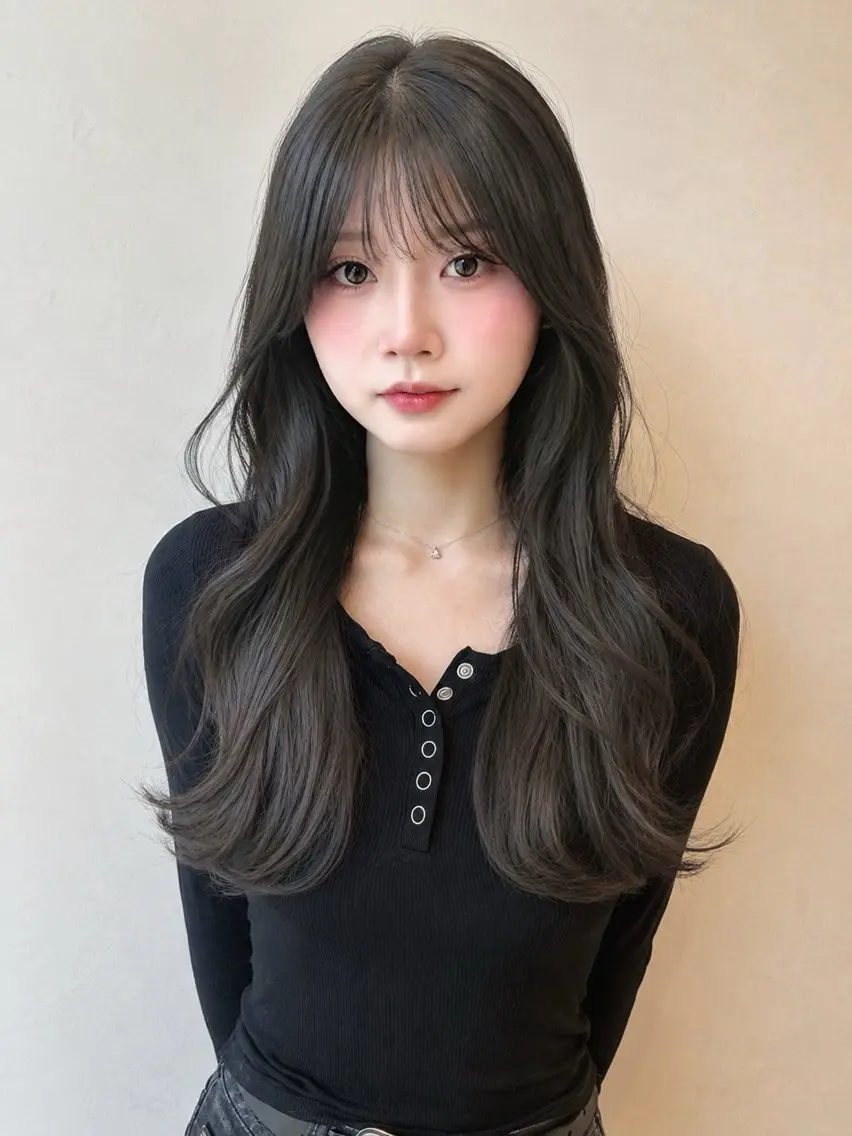 セミロング カラー ヘアアレンジ ‎透明感×艶髪 ‎🫒maki🎀のヘアスタイル