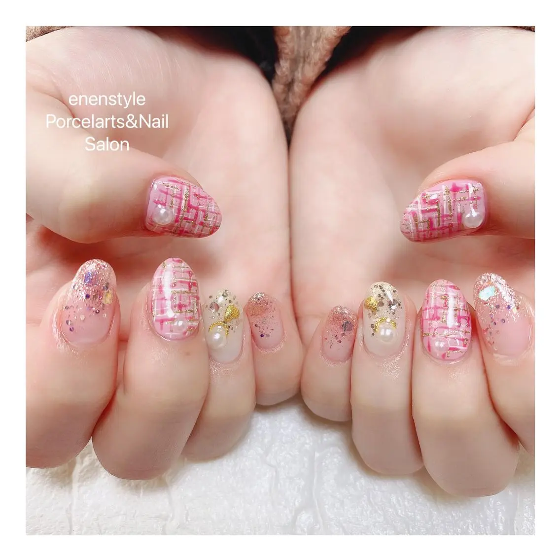 ミディアム ネイル ハンドネイル 🐾enen style 🐾のネイルデザイン