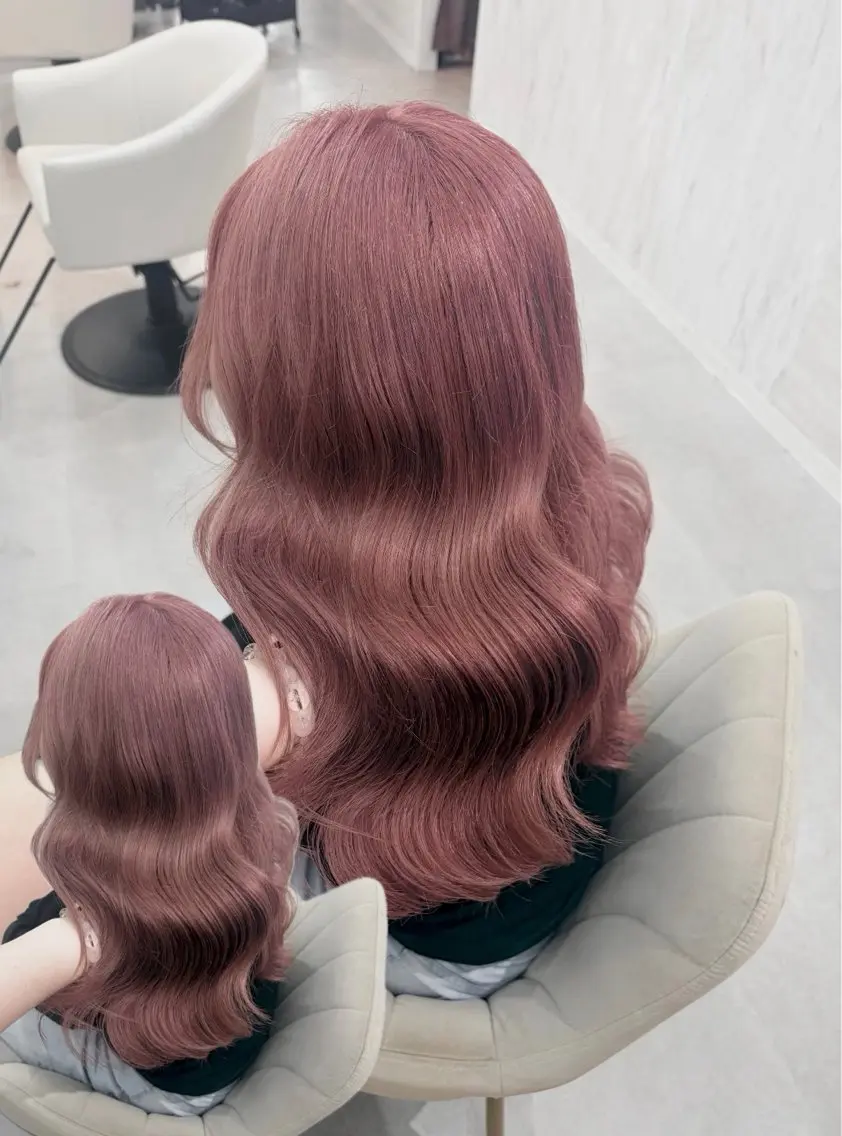 ミディアム カラー ヘアアレンジ ベージュカラー ピンクカラー ヘアカラー 🩶透明感カラー 池袋/mei🩶のヘアスタイル