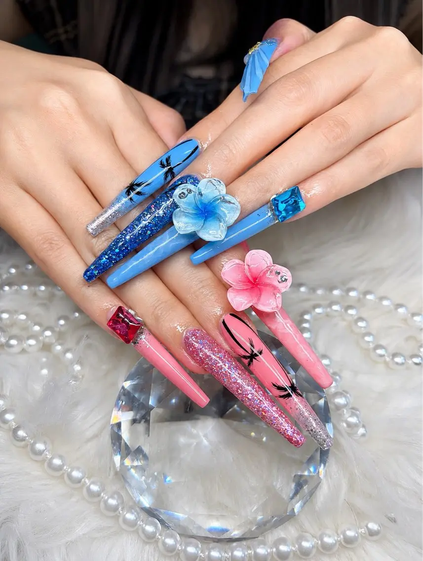 ネイル アートネイル オーロラネイル チークネイル 長さ出し フットネイル Chan nailsのネイルデザイン