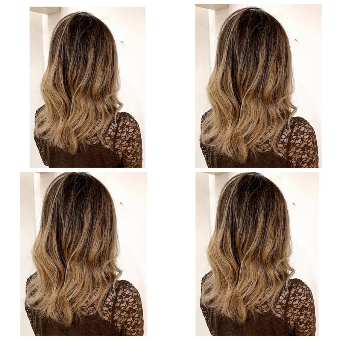 セミロング カラー アッシュ バレイヤージュ ブリーチ デザインカラー グレージュ カット ヘアカラー 京都大人女性ショート 徒歩1分/秋山のヘアスタイル