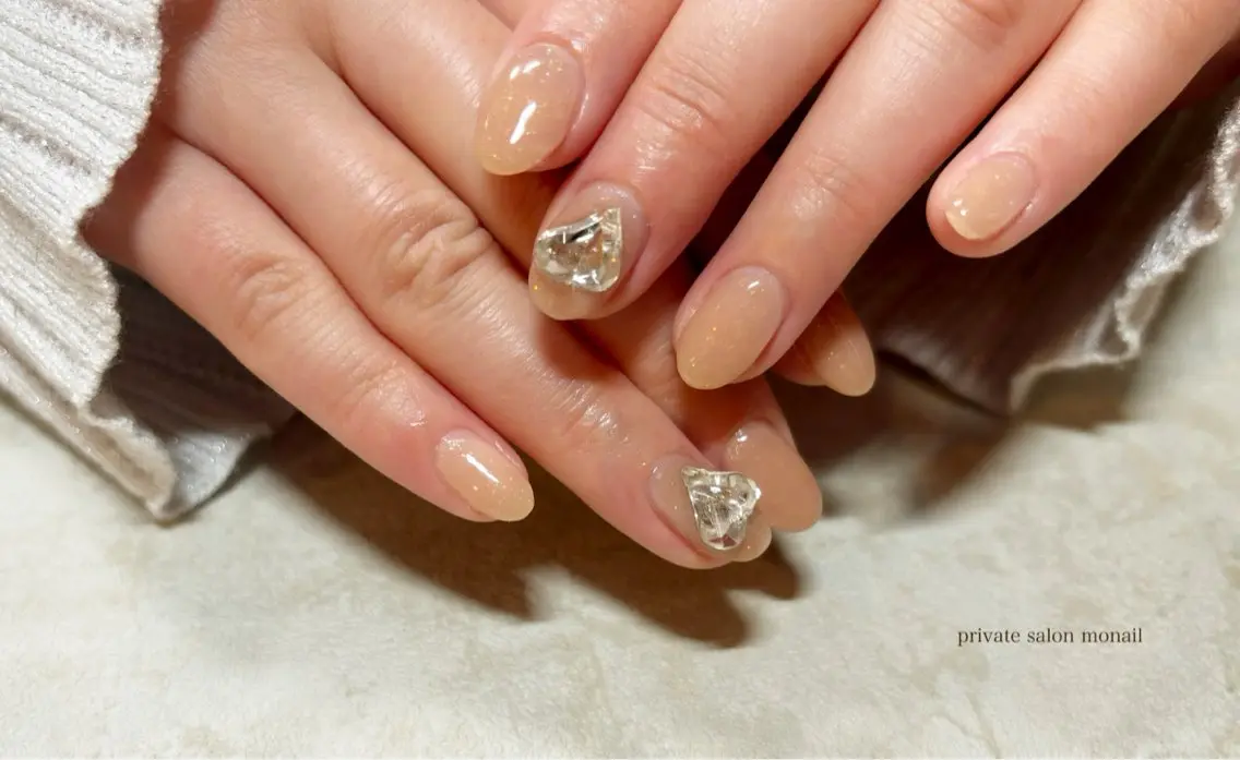 ネイル ラメ(グリッター) オフィスネイル ワンカラーネイル ハンドネイル nail salon monailのネイルデザイン