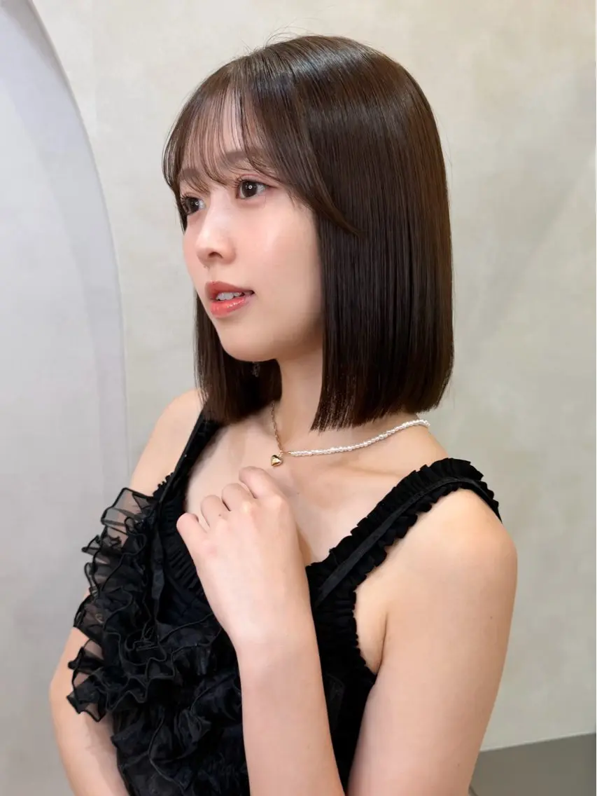 ミディアム カラー カット 縮毛矯正 トリートメント ボブ/巻ける縮毛矯正 /韓国レイヤーはなのヘアスタイル