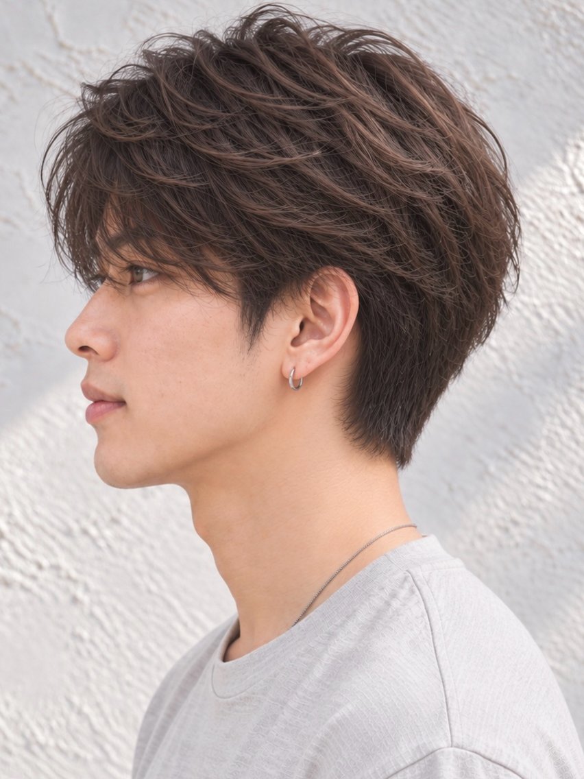 ショート パーマ メンズ ビジネス センターパート フェードカット フェザーパーマ メンズ韓国風 カット パーマ トリートメント ヘアセット メンズパーマ特化 TAKE新宿のヘアスタイル