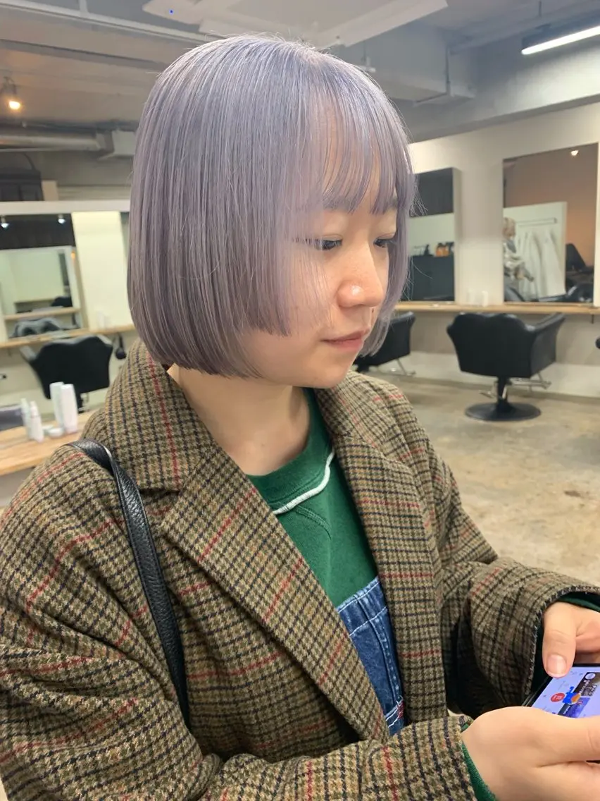 ショート カット ヘアカラー 東のりか/ハイトーン ブリーチカラー/ボブのヘアスタイル