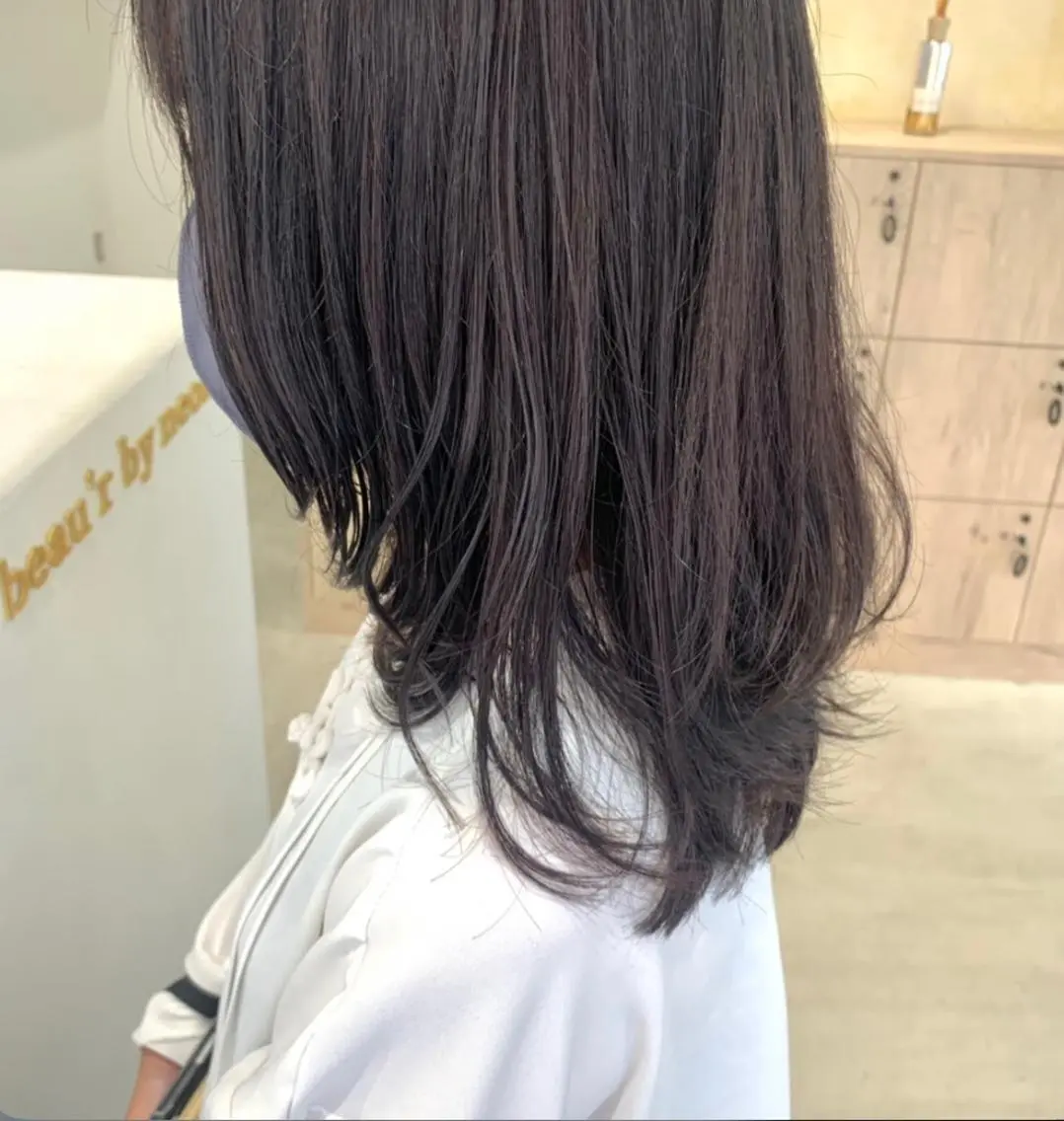 セミロング カラー グレージュ ラベンダーカラー ラベンダーグレージュ ラベンダーグレー ボブ/美髪矯正 /佐藤　奈巳のヘアスタイル