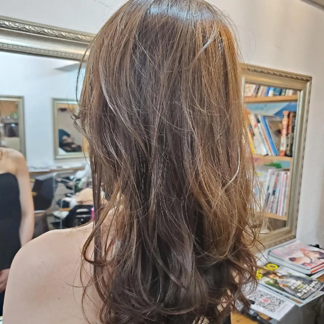 ロング カラー カット ヘアカラー トリートメント 韓国レイヤー柔らかい 地毛風縮毛矯正/マツのヘアスタイル