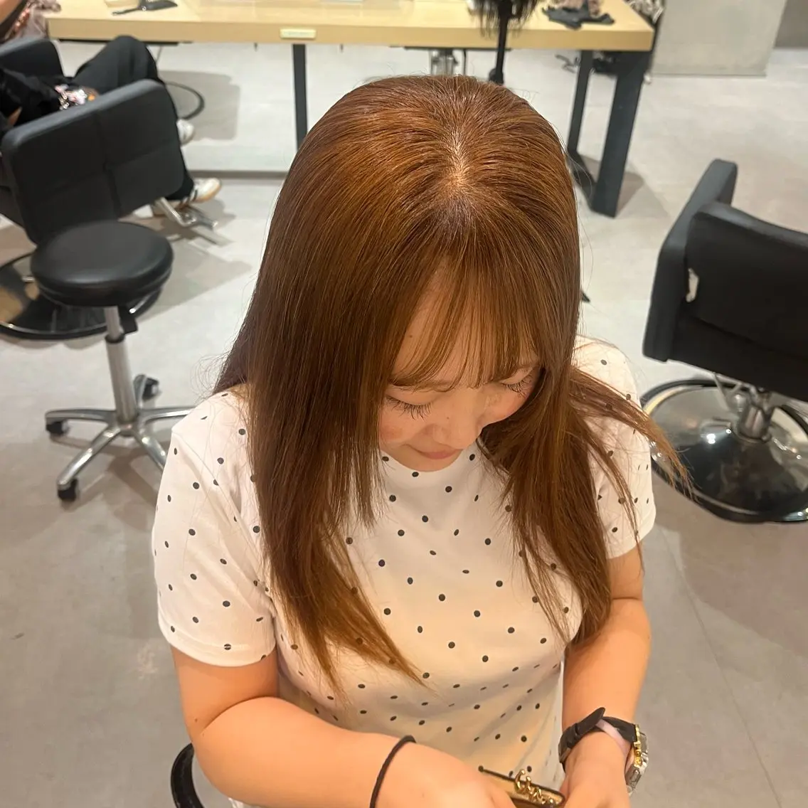 セミロング カット ヘアカラー トリートメント やまもと ここのヘアスタイル