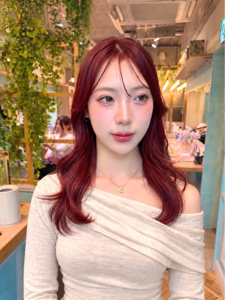 セミロング カラー ブリーチ ダブルカラー ブリーチなしカラー ピンクカラー カット ヘアカラー トリートメント 🍒ブリーチなしカラ ー／Yuuki🍒のヘアスタイル
