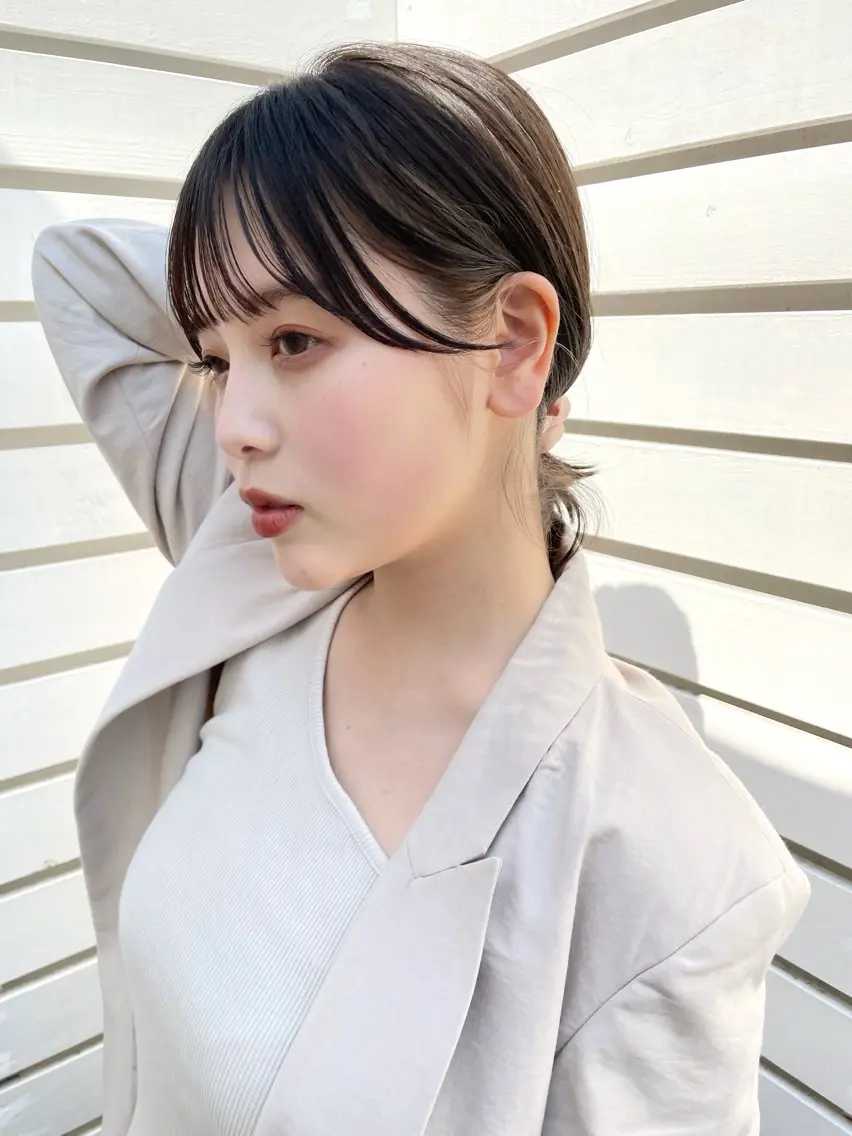 ミディアム カラー カット ヘアカラー 結べるレイヤーボブ くびれLady表参道のヘアスタイル