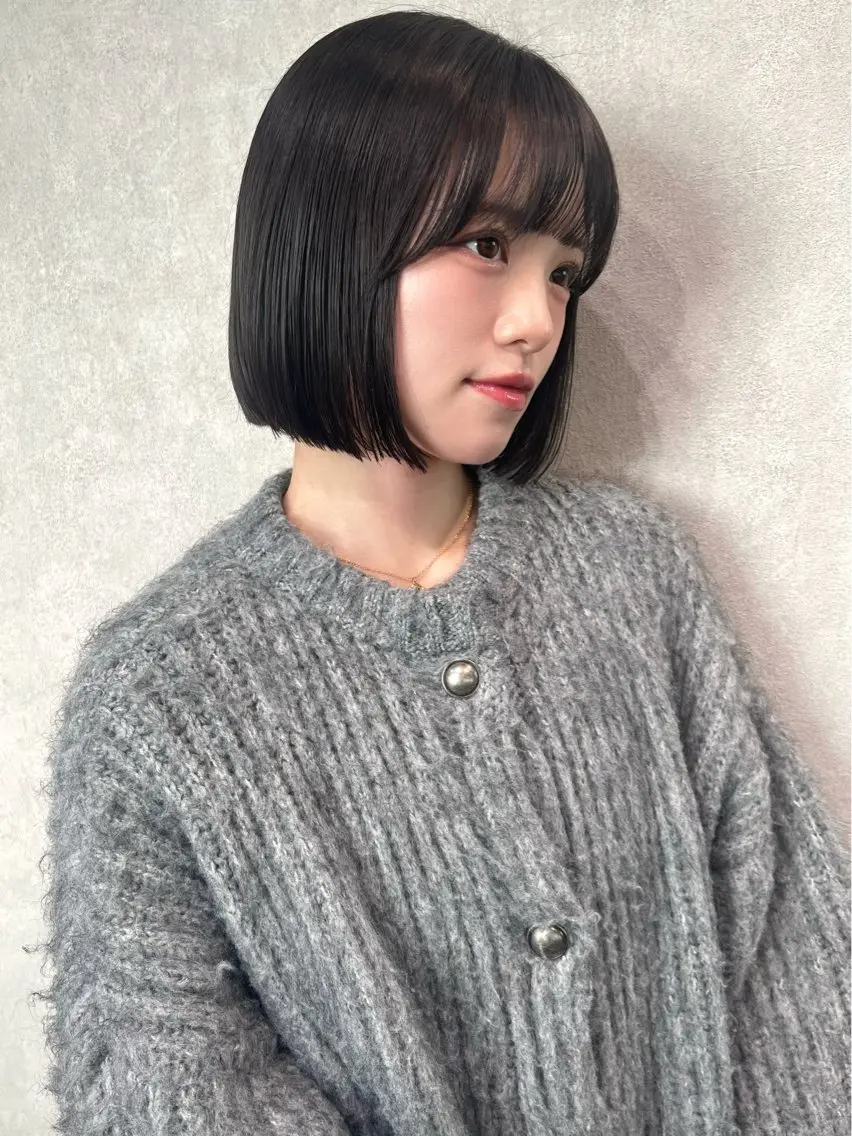 ミディアム カラー 黒髪 ボブ カット ヘアカラー サトウミノリ韓国ヘア 韓国メンズヘアのヘアスタイル