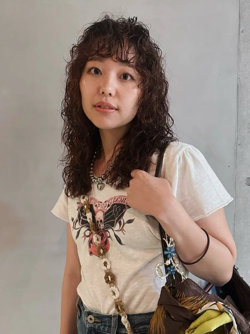 ミディアム パーマ カット パーマ トリートメント 前野 日奈のヘアスタイル