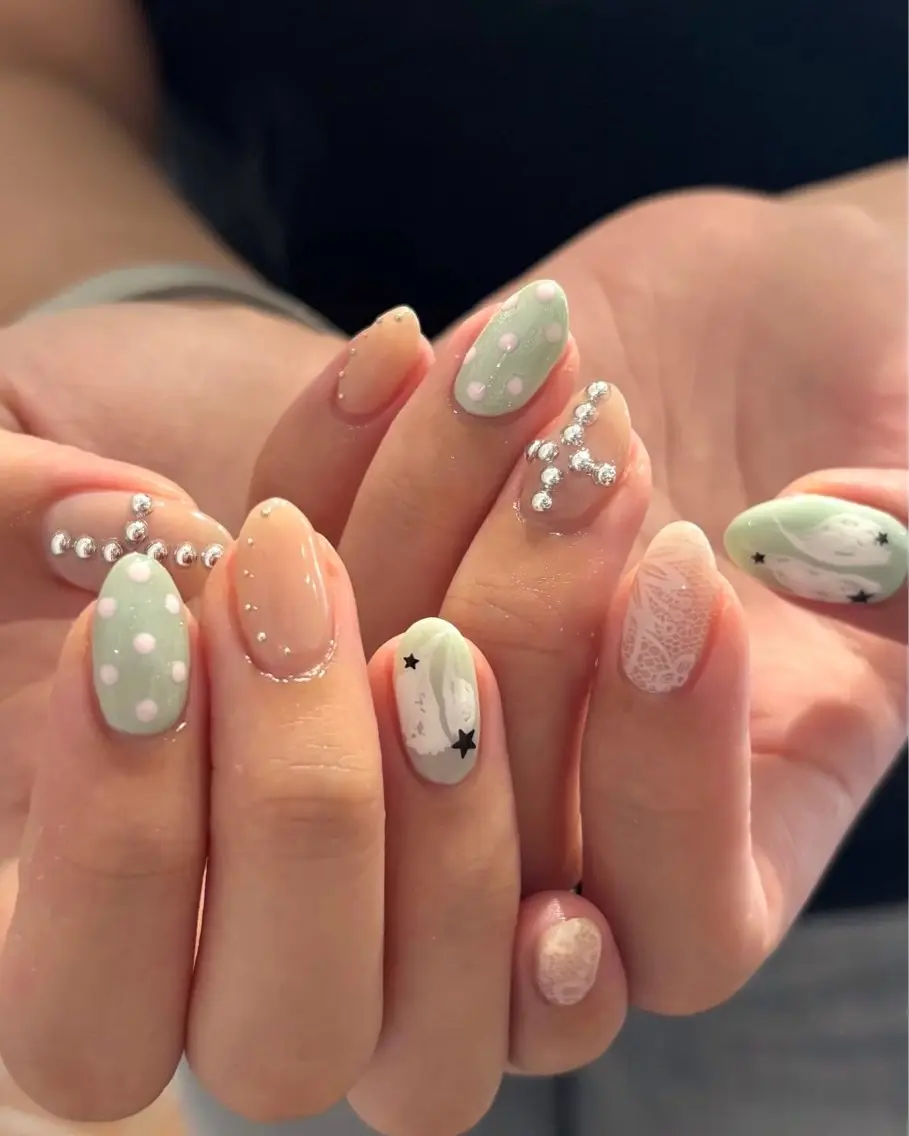 ネイル グリーン 持ち込み ハンドネイル Ballie/ Mizukiのネイルデザイン