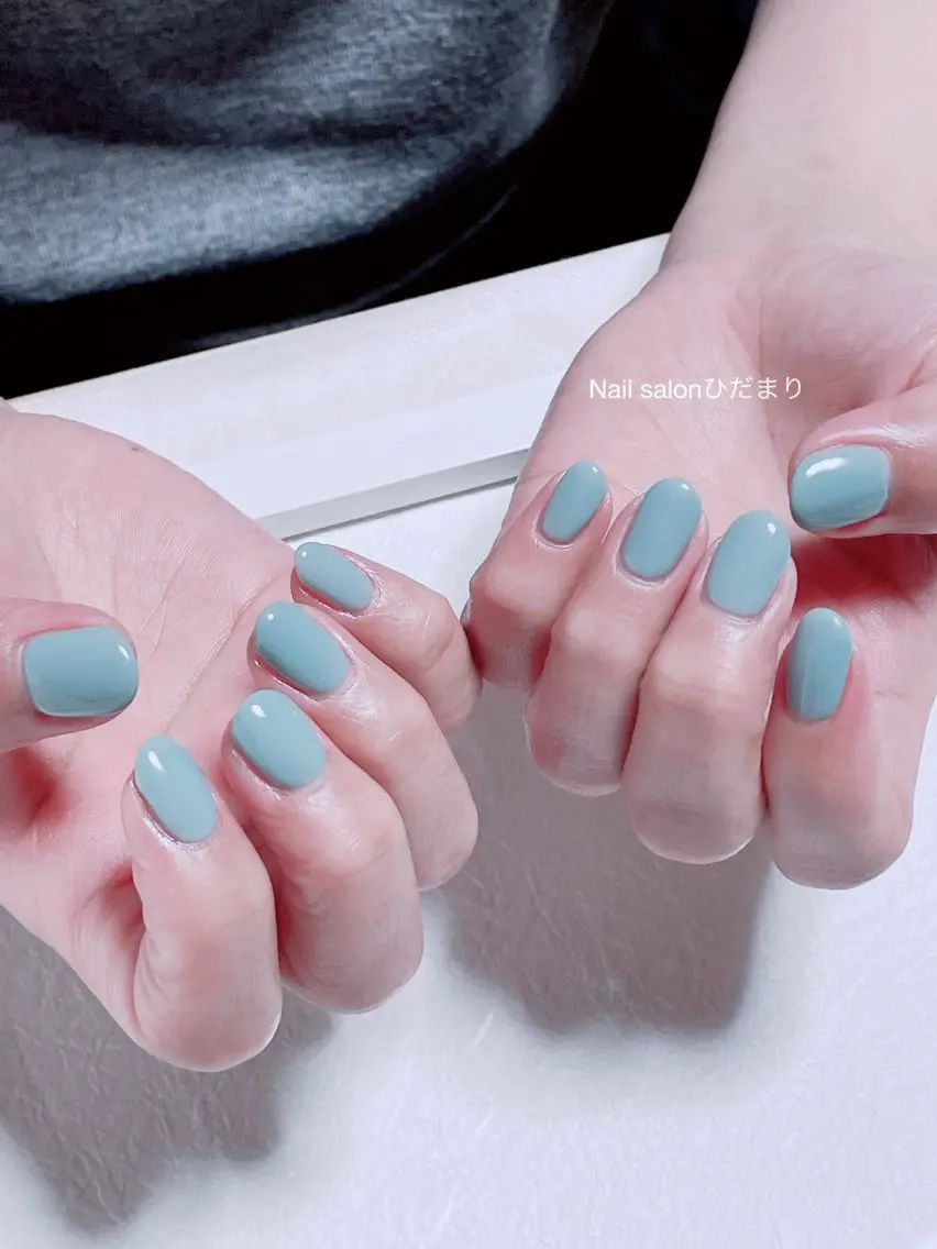 ネイル ブルー グリーン ハンドネイル NailSalon ひだまりのネイルデザイン