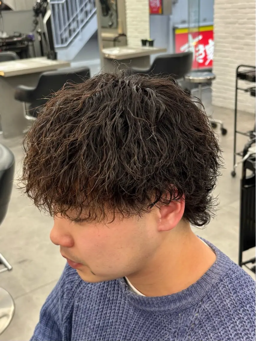 パーマ メンズ メンズパーマ メンズウルフカット ウルフカット カット パーマ 【ØVARL】🦁 メンズパーマ/レオのヘアスタイル