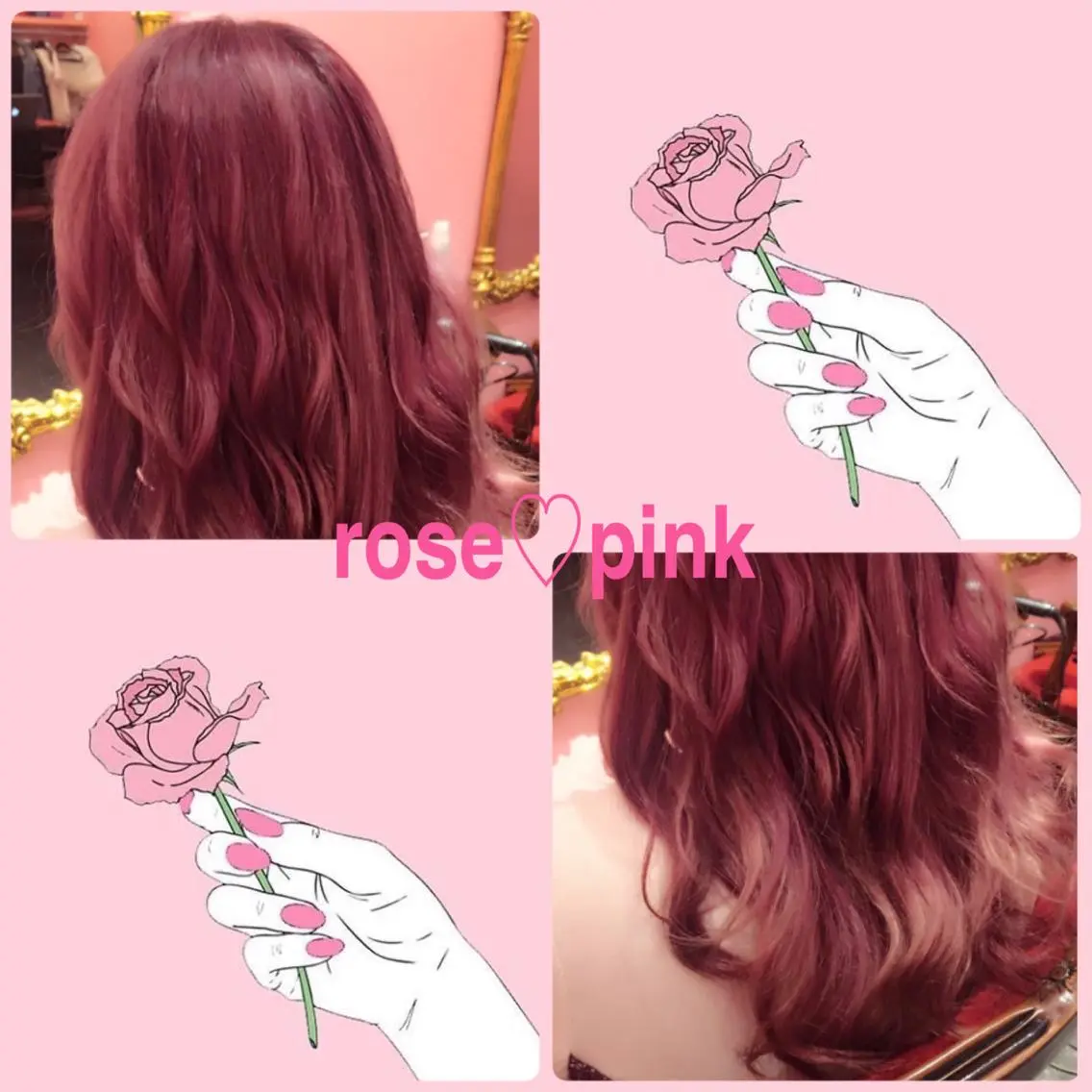 ミディアム カラー ピンクカラー ローズカラー 櫻井 愛弓のヘアスタイル