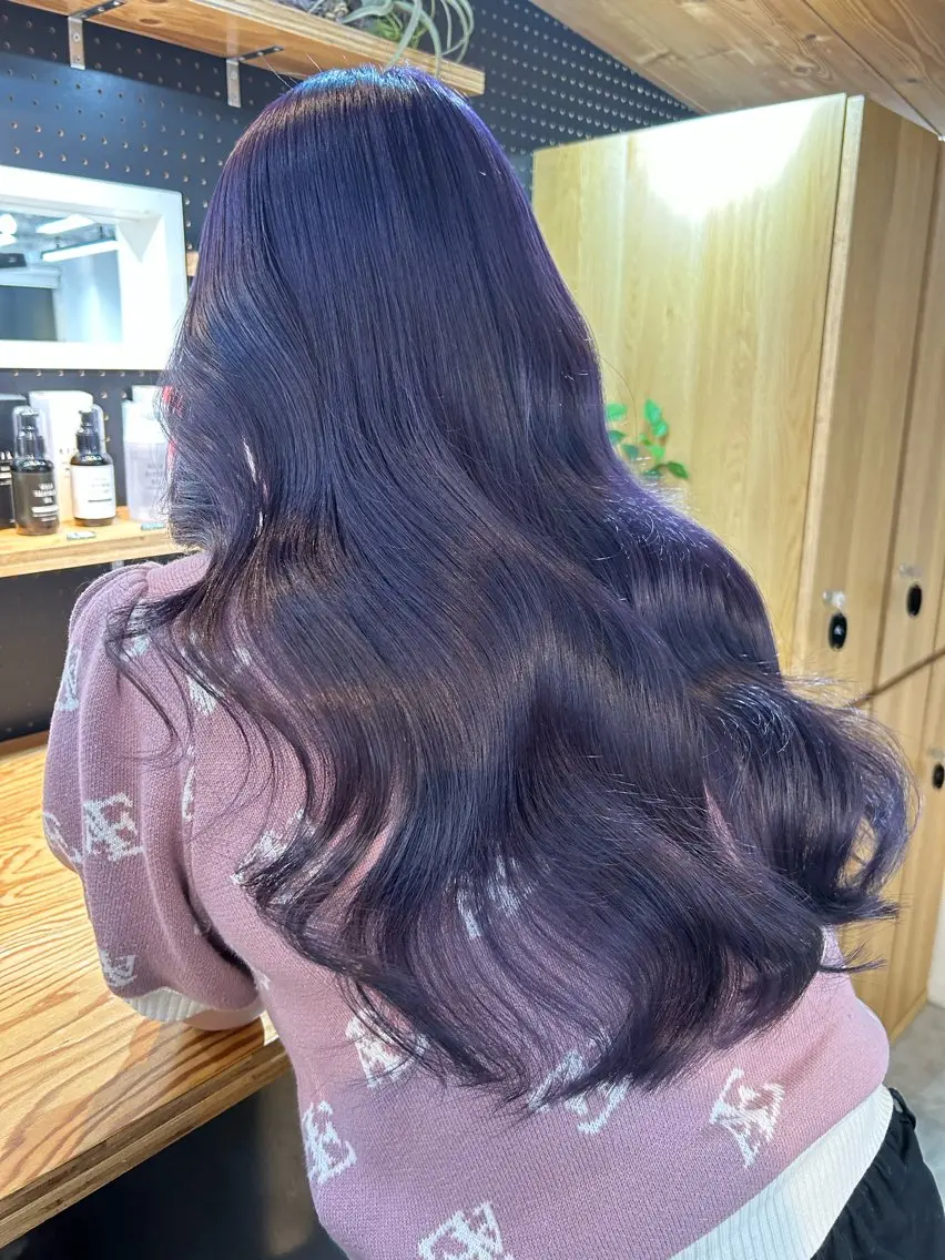 ロング カラー ラベンダーカラー カット ヘアカラー トリートメント 🧸艶々韓国ヘア 🧁mizunaのヘアスタイル