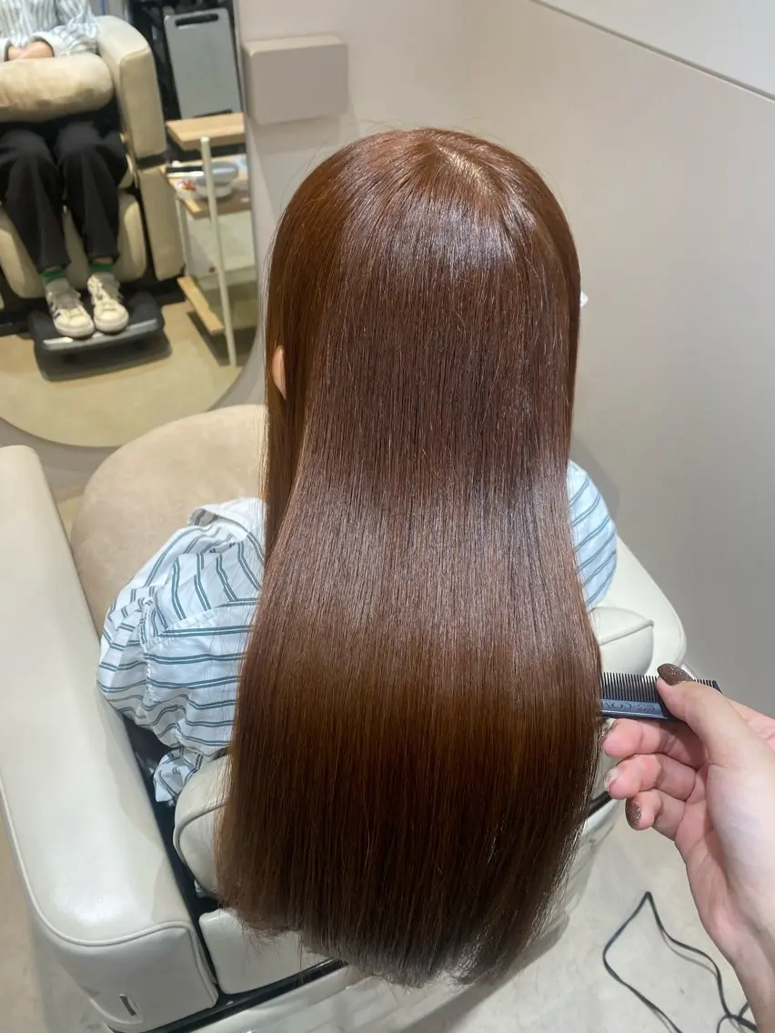ロング カラー ブラウンカラー オレンジ オレンジブラウン 髪質改善/艶髪矯正 /長谷川なつみのヘアスタイル