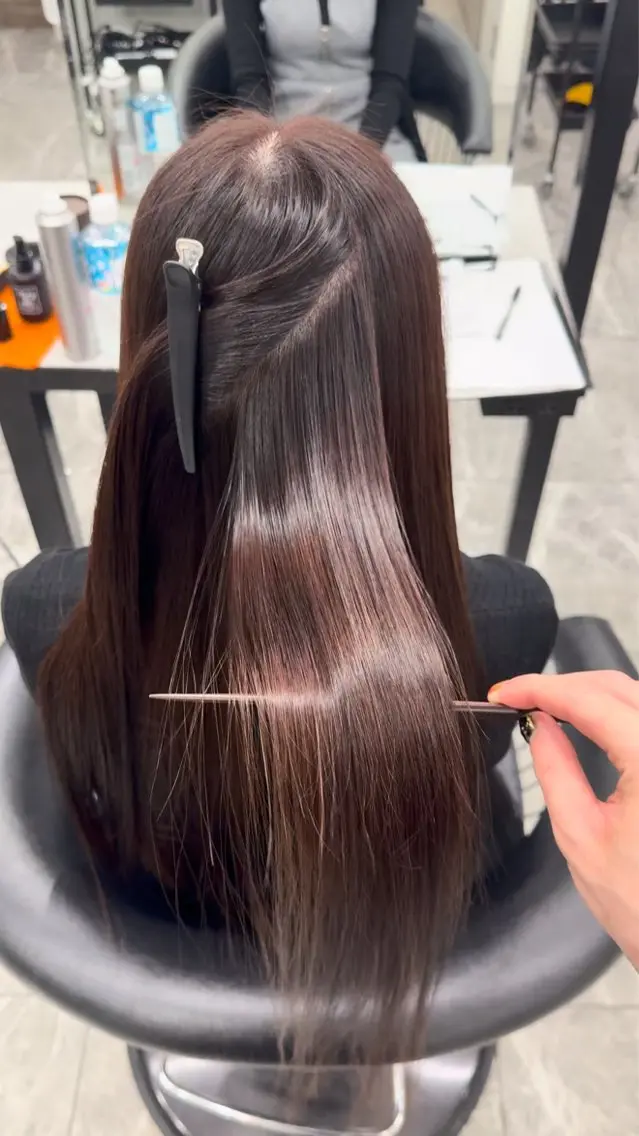 ロング カット ヘアカラー 縮毛矯正 りきと🦋河原町 縮毛矯正/艶カラーのヘアスタイル