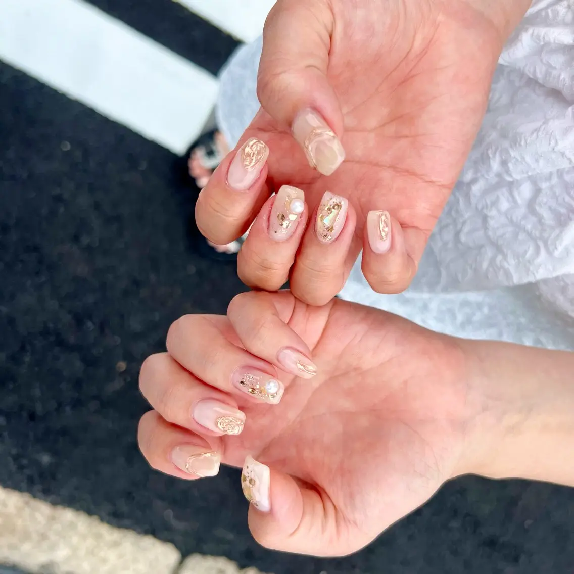 ネイル ジェルネイル 韓国ネイル 持ち込み ニュアンスネイル パラジェル nail salon Rewardのネイルデザイン