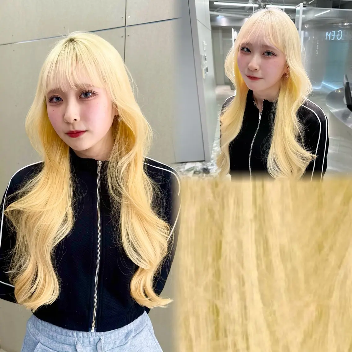 ロング カラー ブリーチ 抜きっぱなしブロンド ブロンド ハイトーンカラー ヘアカラー RIHO🎀 名駅 ハイトーン×顔周りのヘアスタイル