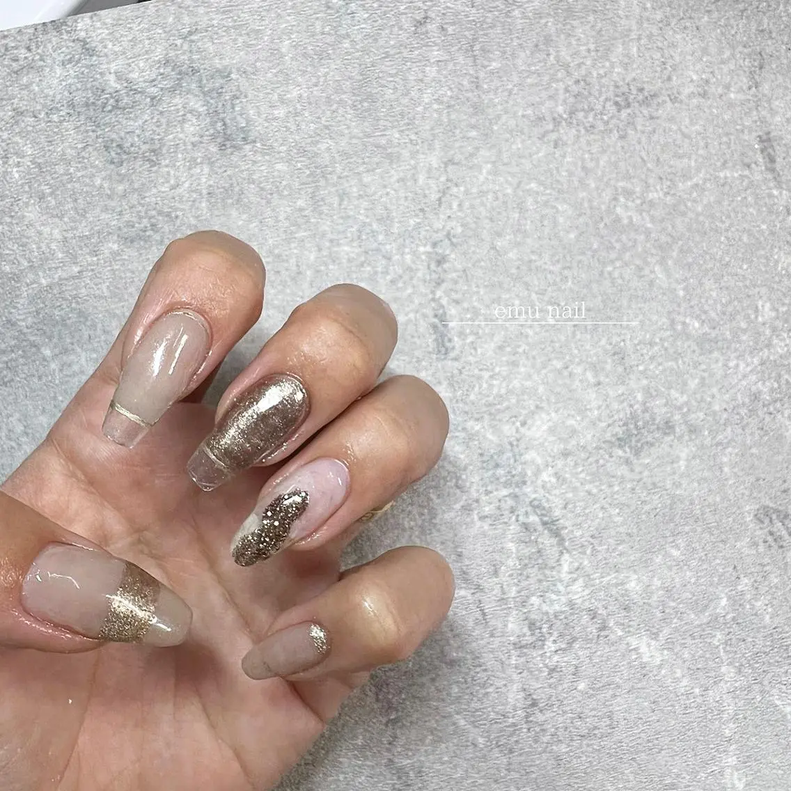 ネイル クリアネイル 長さ出し フレンチネイル emu nailのネイルデザイン