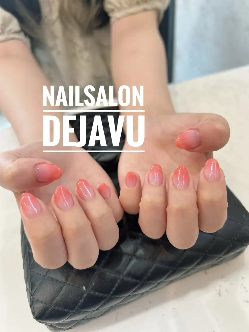 ネイル グラデーション オレンジ ピンク ハンドネイル Nailsalon Dejavuのネイルデザイン