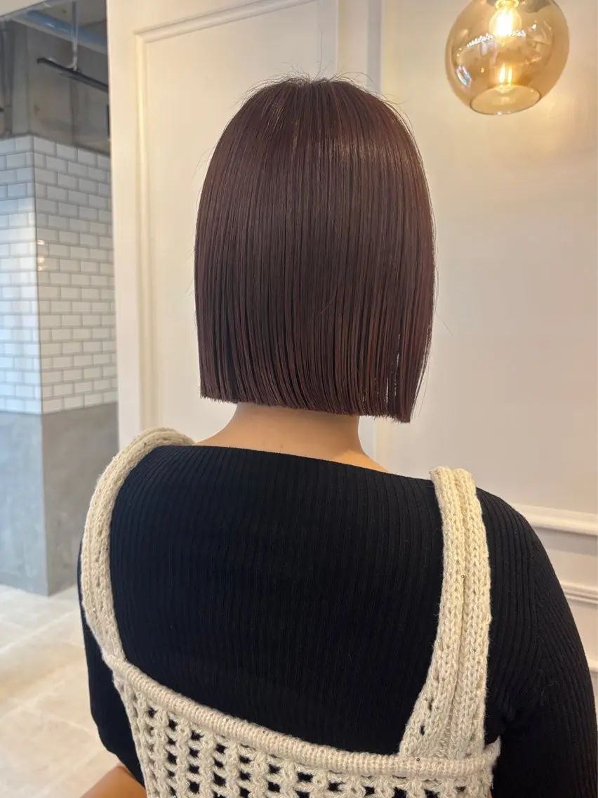 ショート ピンクブラウン ボブ カット ヘアカラー トリートメント HARUKA🍒 toccaのヘアスタイル