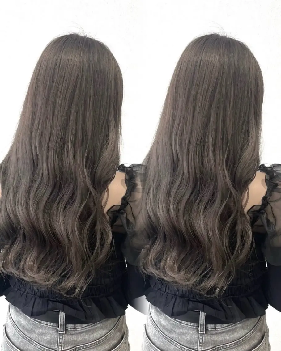 ロング カラー アッシュ アッシュグレー 透明感カラー グレージュ 髪質改善 トリートメント ヘッドスパ Cinci💛いつか 💛透明感カラーのヘアスタイル