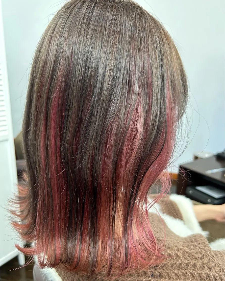 カラー ベージュカラー インナーカラー ピンクカラー ピンクベージュ 坂本 瑞季 🤍 髪質改善のヘアスタイル